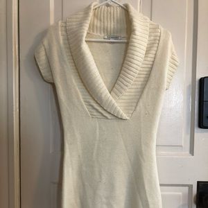 Cream V Scoop Sweater Dress